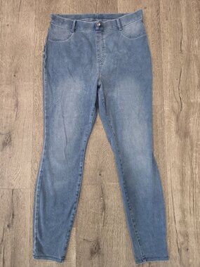 Time And Tru Light Wash Denim Jeans Size Large 12-14 Straight-Leg Stretch Fabric